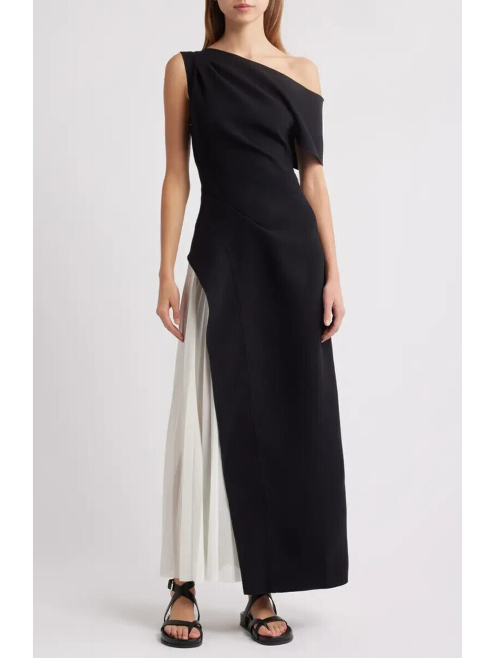 NEW, Acler Sudden One-Shoulder Contrast Gown Black Size US 8 #LD540